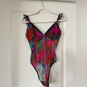 Parade Sheer Floral Multicolor Mesh Bodysuit